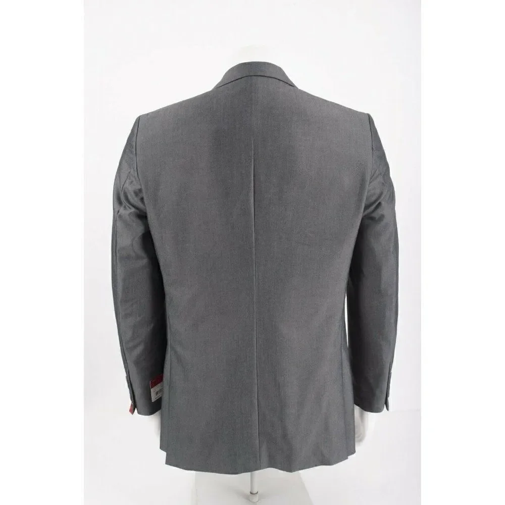 Adolfo Mens Suit Jacket Blazer Sport Coat Sz 40 R Gray Slim Fit Stretch NWT